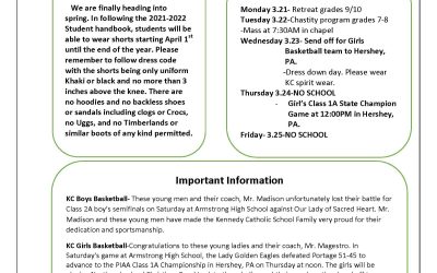 KCMS/HS Weekly Newsletter 3-21-22