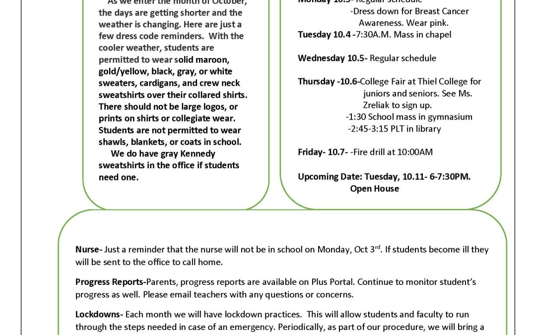 KCMS/HS Weekly News 10-3