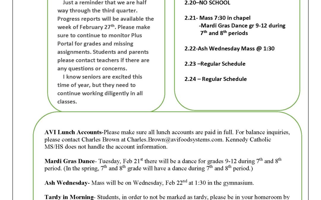KCMS/HS Weekly Newsletter