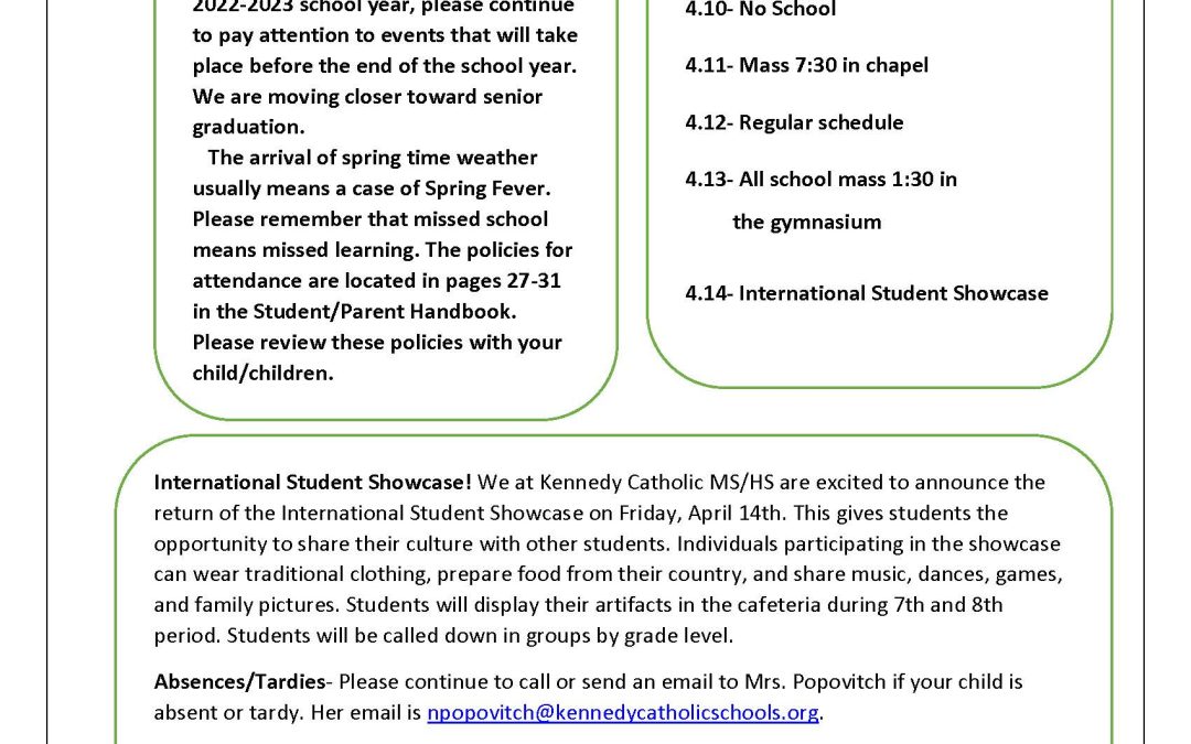 KCMS/HS Weekly Newsletter 4-10-23